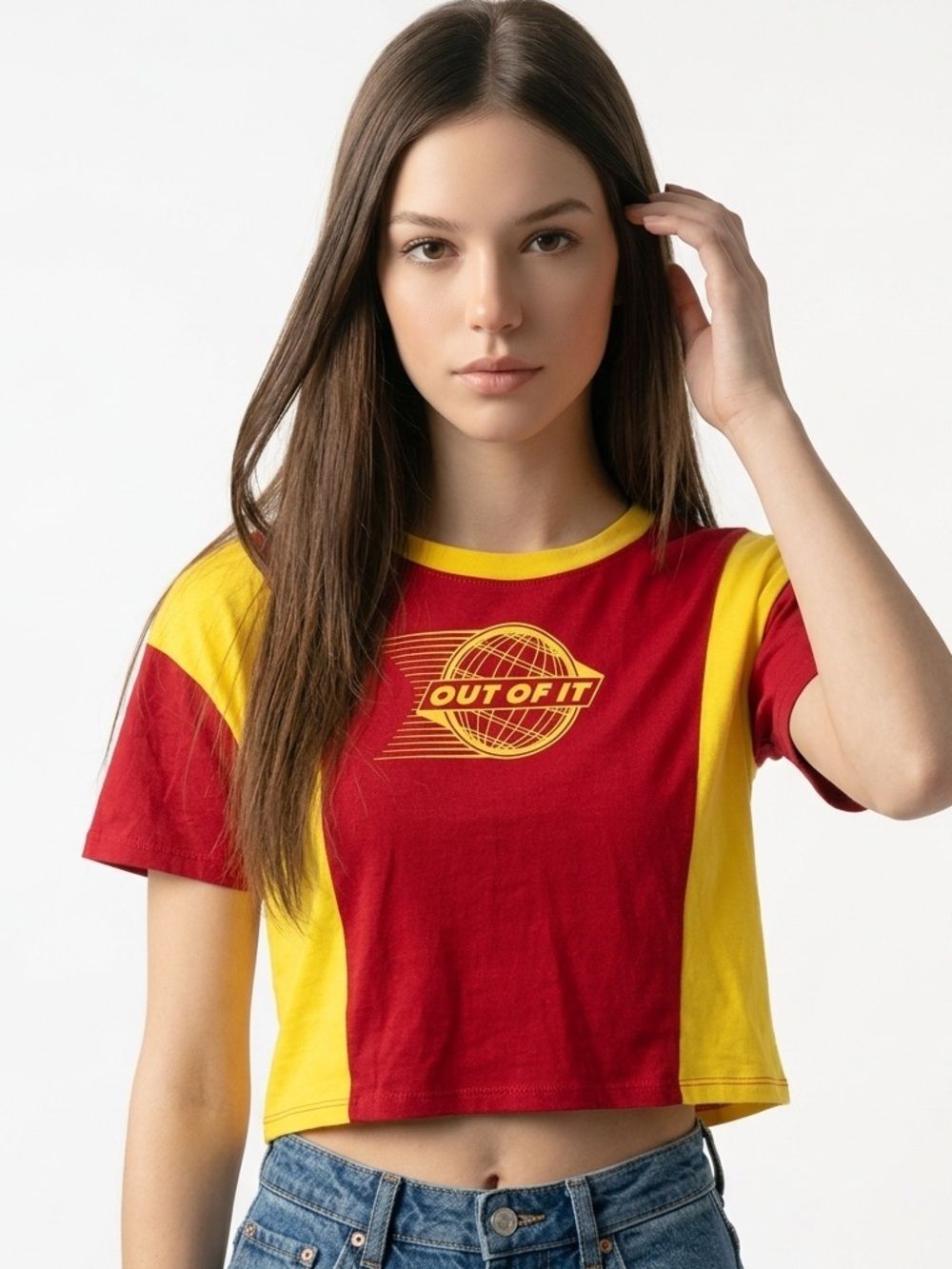 EMPYRE | Out of This World Crop Tee Red Yellow Women’s Size Medium